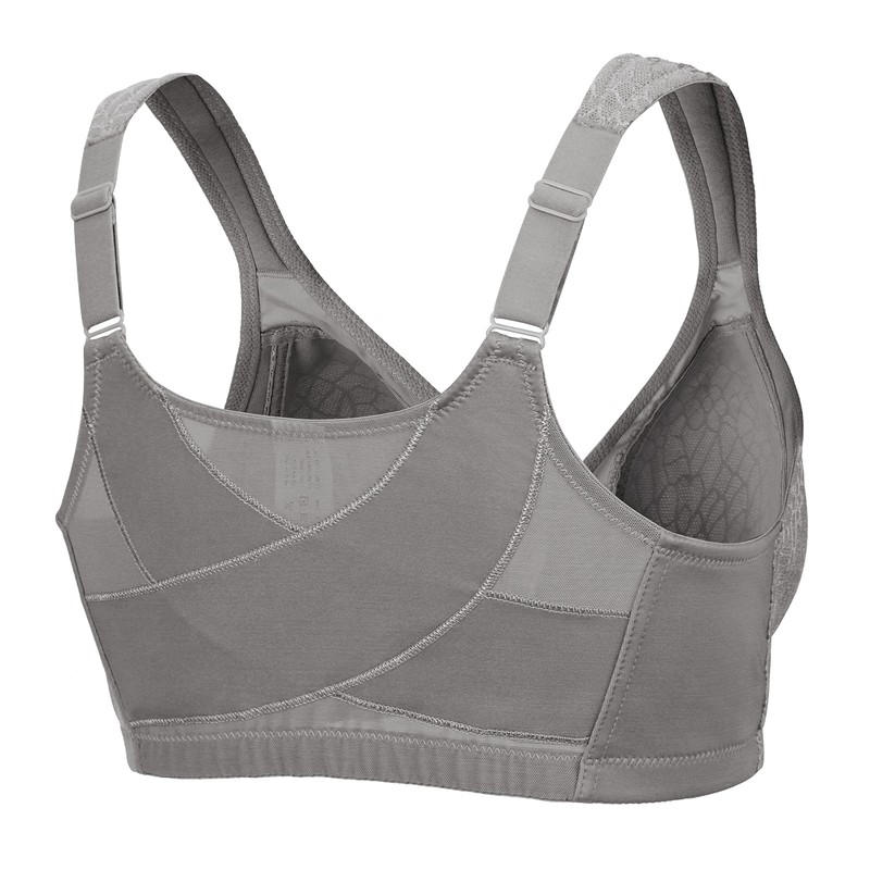 Lemorosy Women's Wirefree Jacquard Back Support Bra Full Figure Front