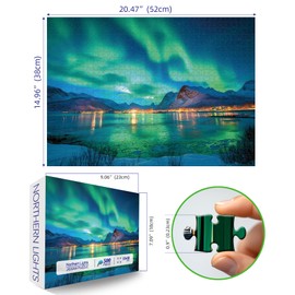Northern Lights 500 Piece Puzzles for Adults Kids Aurora Nature Landscape Jigsaw Puzzles Family Challenging Mountain Lake Scenery Puzzles (21"x15")
