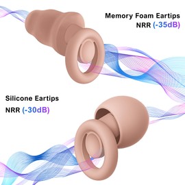 Ear Plugs for Sleeping Noise Cancelling, Comfy Silicone Ear Plugs for Noise Reduction 30dB/35dB, Reusable Hearing Protection Earplugs with 6 Silicone Eartips and 4 Memory Foam Ones, Pink