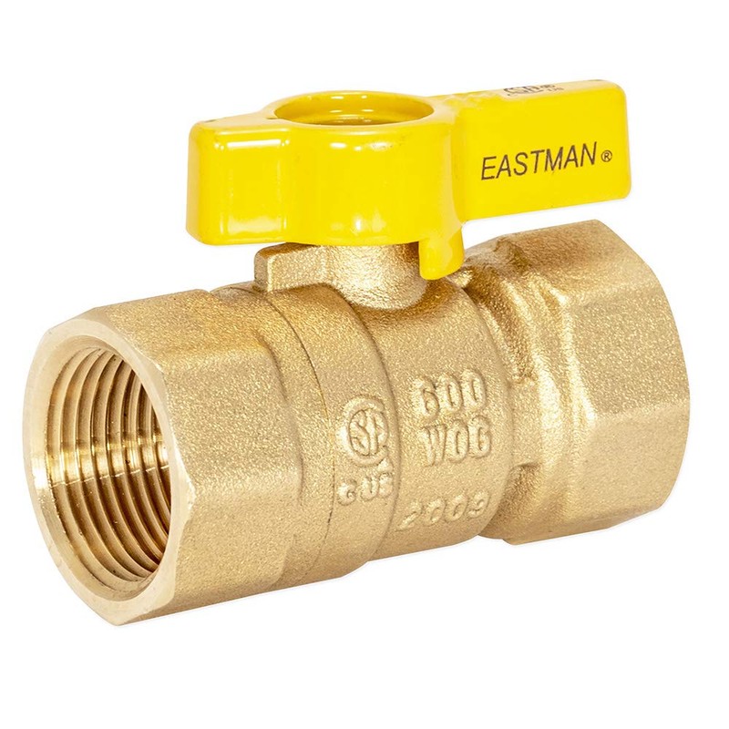 Eastman Straight Gas Brass Ball Valve, 3/4 in FIP x