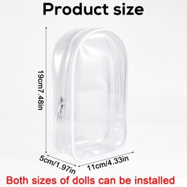 Protective Case for Plush Doll, Clear PVC Storage Cover with Keychain Fluff Ball Crossbody Doll Storage Bag for Figures Dolls