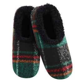 Snoozies Plaid Comfy Slippers for Men with Sherpa Fleece Lining and Non-Skid Sole, Mens Slippers Size 13 (Green, X-Large)