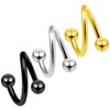 3pc Twisted Barbell 16g 1.2mm Spiral Pierced Earring Twist Daith