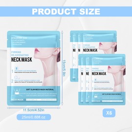 Pack of 6 Neck Masks for Skin Care, Anti-Wrinkle Neck Mask, Moisturising Mask, Neck Tightening Mask, Moisturises and Tightens the Neck, Eliminates Double Chin