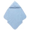 Purebaby Essential Bear Cotton Hooded Towel, Pale Blue Melange