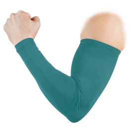 WELLDAY Plain Dark Teal Green Solid Color Arm Sleeves for Men or Women - Tattoo Cover Up, UV Sun Protection Cooling Sport Compression Sleeve for Basketball Football Golf