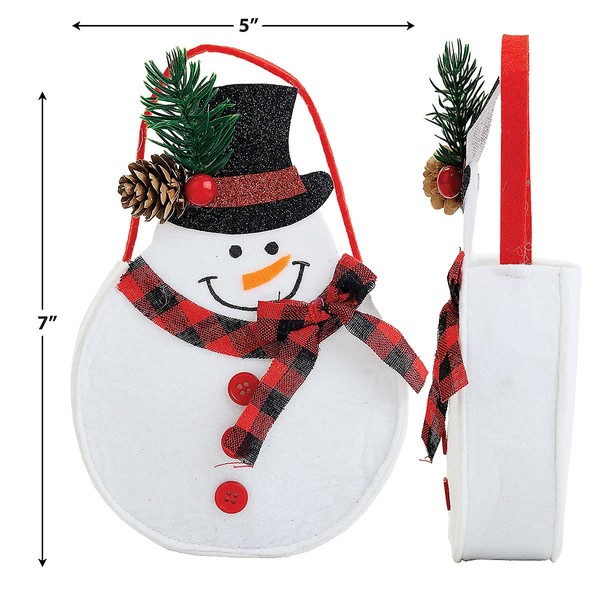 Snowman Joy Felt Treat Bags - Set of 5 Treat Bags, 5" x 7" for Children Holiday Parties Teachers Decorations
