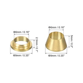 PATIKIL 6mm Tube OD Brass Compression Sleeves Ferrules 5Set Double Ferrule Ring Brass Compression Fitting Assortment Kit