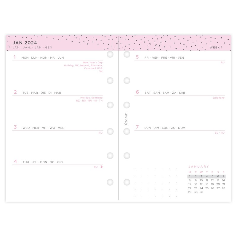 Filofax Pocket Confetti week to view diary - 2024, White