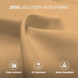 wikiwiki 10ft Solar Led Patio Umbrella, Sturdy Outdoor Market Umbrella for Deck, Pool, Garden w/Tilt, Crank, 32 LED Lights, Tan