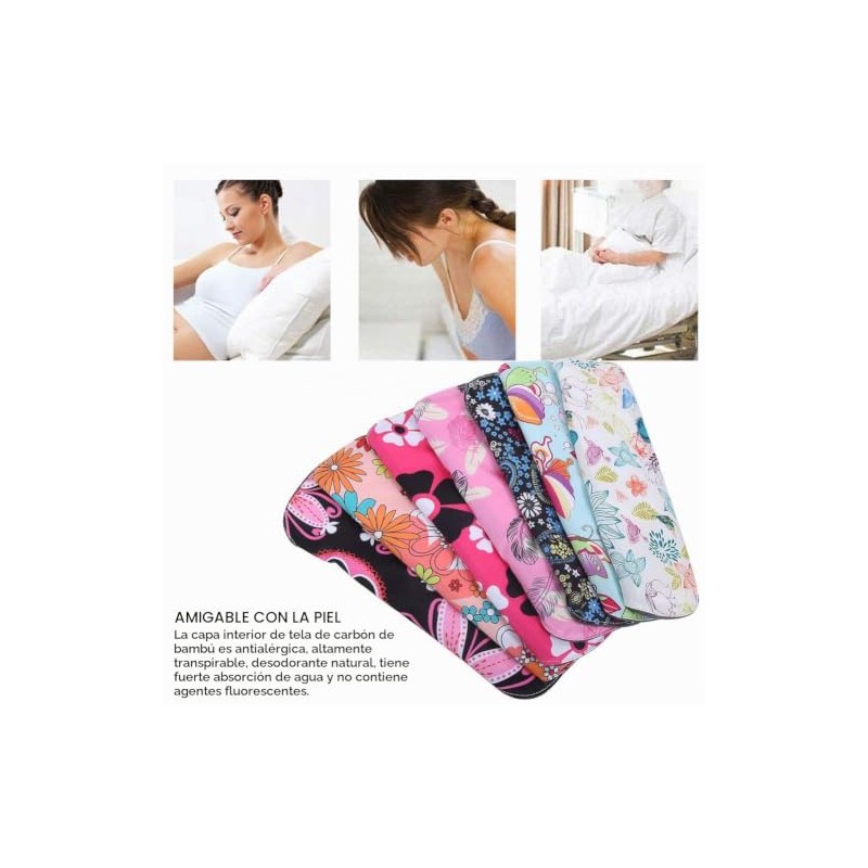 7 piezas de toallas sanitarias de tela reutilizables, almohadillas menstruales