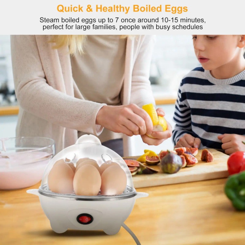 BPA-Free 7-Capacity Electric Egg Cooker Auto-Off Hard-Boiled Egg Maker with