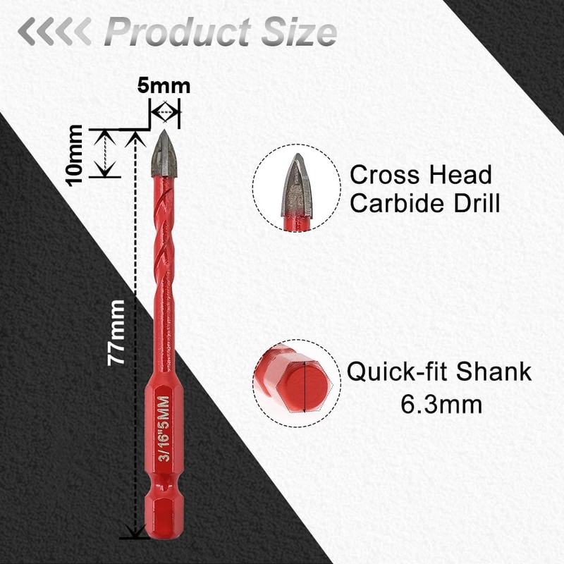 FOCSTOL Masonry Drill Bits Set - 10pcs 5mm Carbide Drill