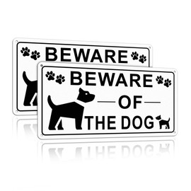 TAKULA Beware of the Dog Sign-11.8 * 6Inch Warning Signs-2 Pack-Reflective Metal Sign,Suitable for Indoor and Outdoor Use - for Fencing or Gates