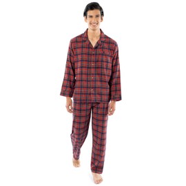 Fruit of the Loom Men's Flannel Pajama Sleep Set, Red Plaid