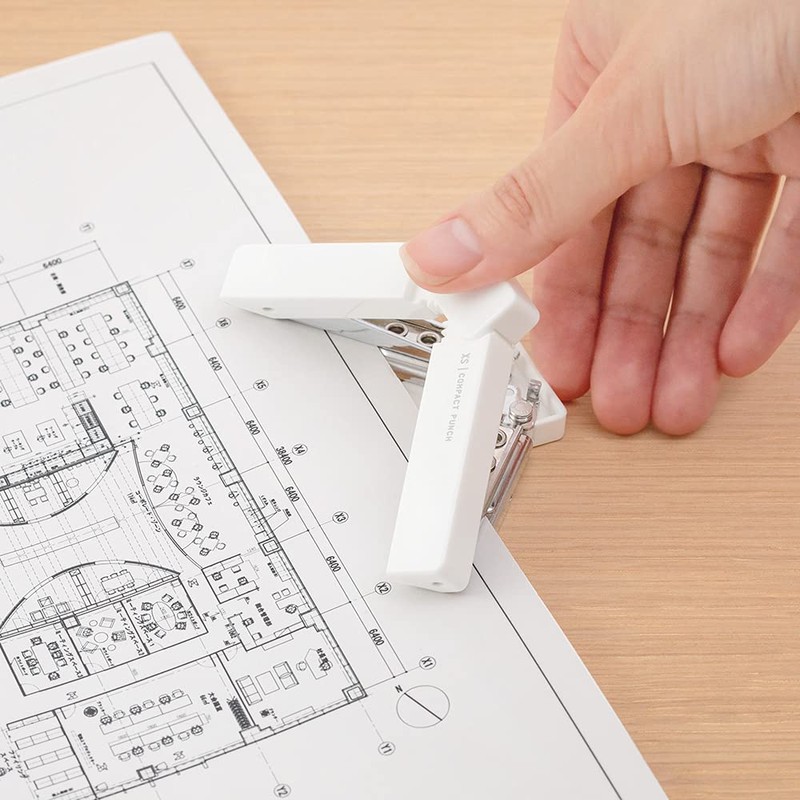 Midori 49085006 XS Compact Punch Paper Puncher, White