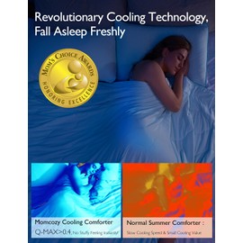 Momcozy Life CoolMurm Cooling Comforter for Hot Sleepers, King/Cali King 106"x90" Pregnancy Cooling Blanket, All-Season Lightweight Soft Breathable Cooling Quilt Duvet, Cool All Night, Deep Light Blue