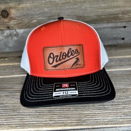 Richardson Baltimore Orioles Baseball Richardson Leather Patch Trucker Hat