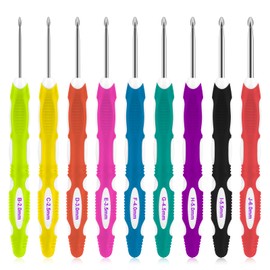 9-Piece Crochet Hook Set, Ergonomic Crochet Hook, 2.0 mm - 6.0 mm Crochet Set, Soft Rubber Crochet Set, Knitting Needles with Ergonomic Handle for Beginners and Experienced Crochet Lovers