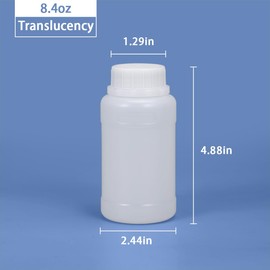 UMETASS PE Plastic Food Grade Bottles, Wide Mouth Lab Reagent Bottle, Liquid/Solid Sample Seal Sample Storage Container Chemical Bottle (Translucent, 8.4oz)