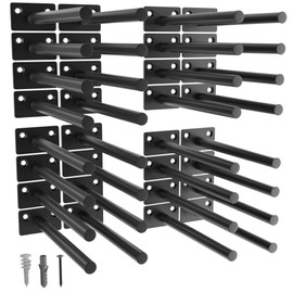 LEOPO Black 32 Pack-6 inch Floating Shelf Bracket, Concealed Shelf Support,Hidden Brackets for Floating Wood Shelves