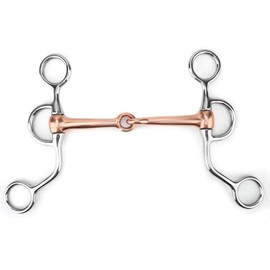Pssopp Snaffle Chewing Stainless Steel Training Bit Copper Connected Month Bridle Bit French Link Loose Ring Copper Bridle Racing Accessories