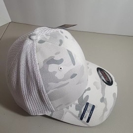Yupoong NEW Yupoong Multicam Alpine Flexfit Trucker Hat Cap White Gray Camo NWT