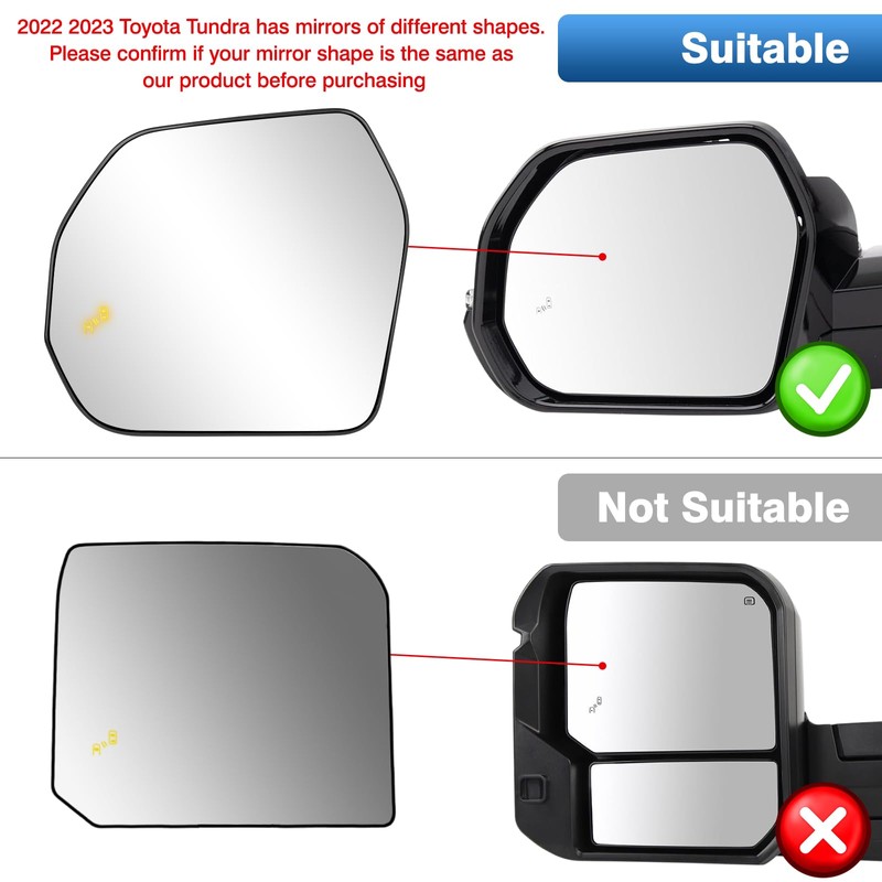 TOP-MAX Driver Side Mirror Glass Compatible with 2022 2023 2024