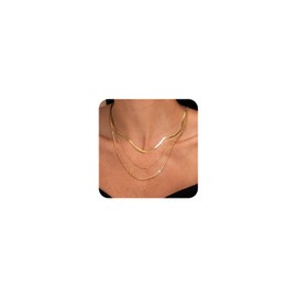 MUCCA Women's Layering Chain, Gold with CZ Gold Chain, Snake Chain, Adjustable Necklace, Women's Gold Jewellery for Women, Pack of 3, Copper, No Gemstone