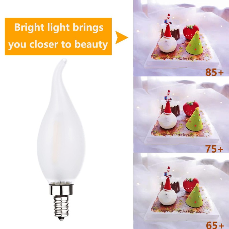 Sunaiony Frosted LED Candelabra Bulbs E12 Dimmable Bulbs 25watt Equivalent