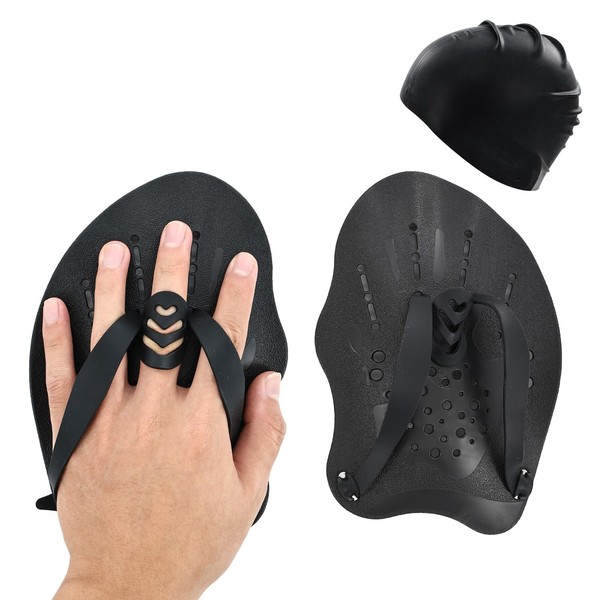 2 PCS Swim Paddles, Swim Hand Paddles with Adjustable Straps,