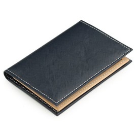 Abies Genuine Leather, Made in Japan, Bi-Fold Pass Case with Vera, Prismatic (Embossed Square Grain Cowhide Leather), navy