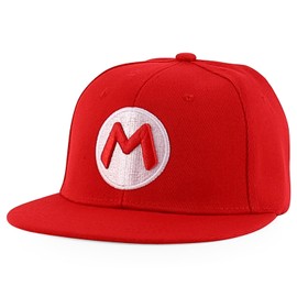 Armycrew Mario Luigi Cosplay Costume Flat Bill Snapback Cap - Red