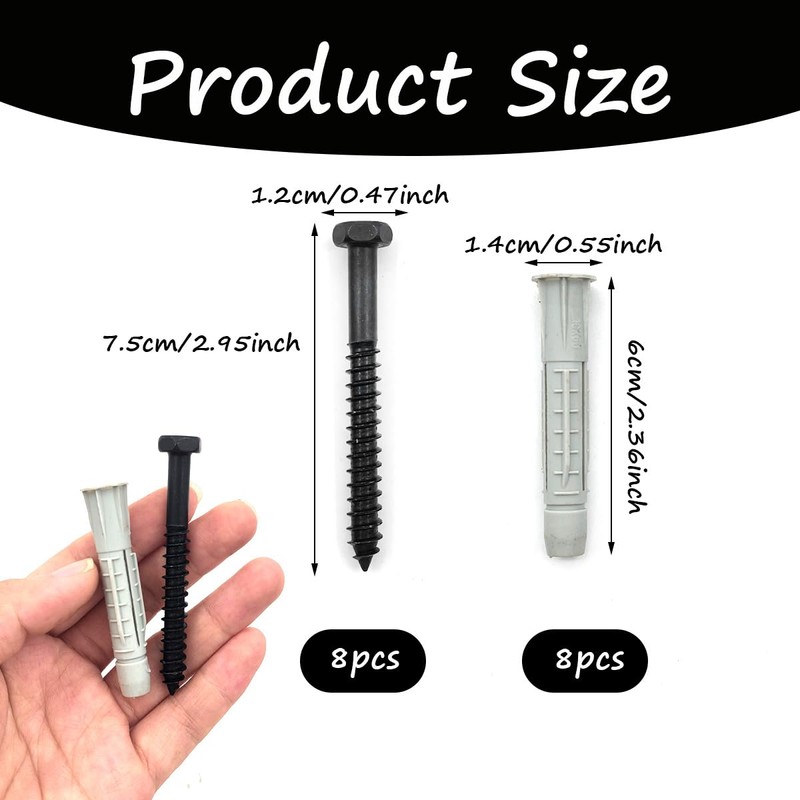 8 Pcs Heavy-Duty Hex Head Screws for TV Wall Mounting