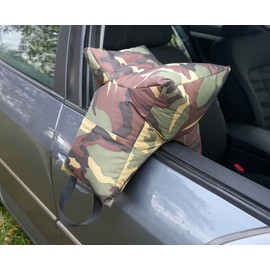 Grappler Camera Bean Bag. Empty Version in Woodland Camouflage Pattern. Lens Support for Wildlife Photography. Polyester Fabric.