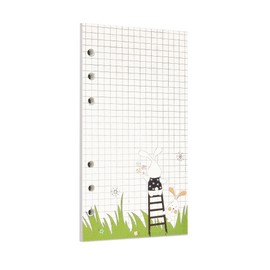 Zelten 40 Sheets 80 Pages Colorful Loose Leaf Punched Paper Refills Paper for 6 Hole Binder Personal Organizer Diary Notebook Refillable Planner (A6, Bunny Ruled & Squared)