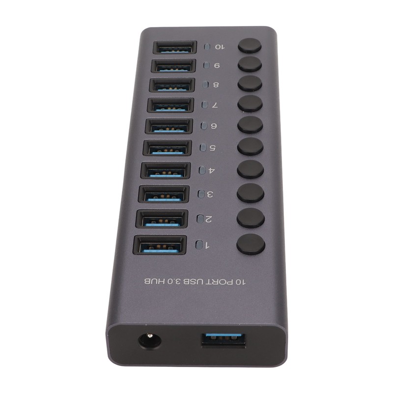 10 Port USB3.0 Hub Splitter Independent Power Supply Charging Data