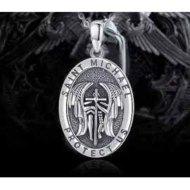 Fashion Jewelry ST MICHAEL WING ANGEL PROTECT ARCHANGEL CROSS pendant ITALY Silver 28" Necklace