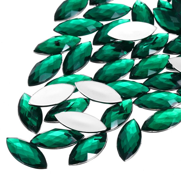 sourcing map 50 Pcs Acrylic Horse Eye Gems, Dark Green