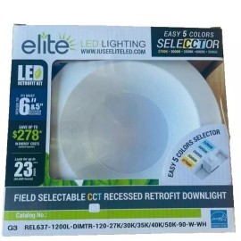 Elite REL637-1200L-DIMTR-120-5CCT-90-W-WH 5/6" LED Retrofit Baffle Trim