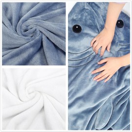 Fu Store Shark Blanket Soft Cozy Flannel Blanket Hoodie Onesie Sleeping Bag Cute Cosplay Wearable Funny Costume for Adult Kid (XL)