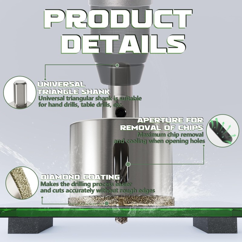 CSOOM 1-1/8"（28mm） Diamond Hole Saw with Center Drill Bit, One-Touch