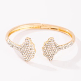 Luxury Court Filigree Electroplated Copper Alloy Gold Bracelet All-Match BangleColor: Gold Double-headed ginkgo leaf bracelet