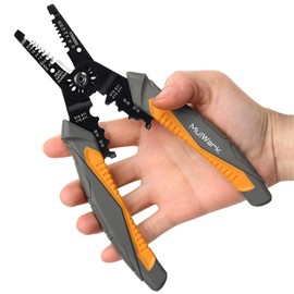 MulWark pelacables automático autoajustable de 3 en 1/cortador/prensa, alicates múltiples de 8 pulgadas para pelar cables eléctricos, cortar cables, h