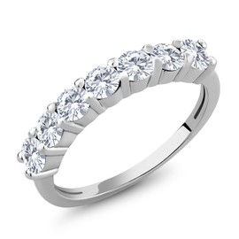 Gem Stone King 925 Sterling Silver Round White Moissanite Wedding Engagement Anniversary Promise Band Ring For Women (1.12 Cttw, Available In Size 5, 6, 7, 8, 9), Sterling Silver, Gemstone, Moissanite