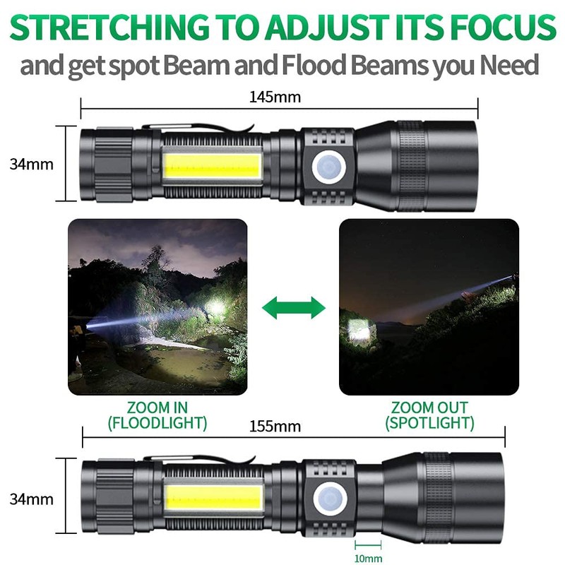 Blacklight flashlights, 3 in-1 Rechargeable Flashlights, UV Light Magnetic LED