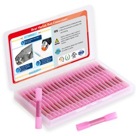 AIRIC Heat Shrink Butt Connectors 22-16 Gauge Waterproof Crimp Terminals Marine Grade Automotive Electrical Straight Splice Connectors, Red 100pcs