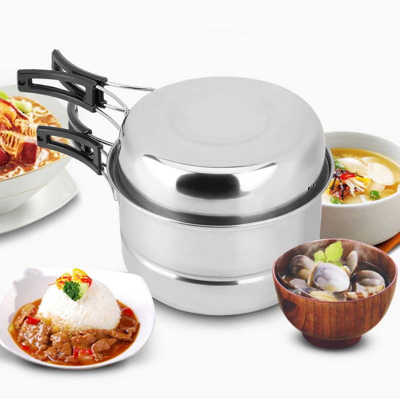Stainless Steel Portable Outdoor Travel Camping Picnic Cookware Cooking Pot
