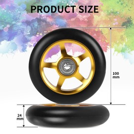 DBREAKS Stunt Scooter Wheels, Pack of 2 Scooter Replacement Wheels, 100 mm Scooter Wheels with ABEC, 9 Ball Bearings, Hardness 88A, Suitable for All Kinds of Scooters (Gold)