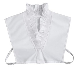 Lopsity Fake Collar Detachable Elegant Half Shirt Blouse With Ruffle Stand Type for Women (Cotton, White)
